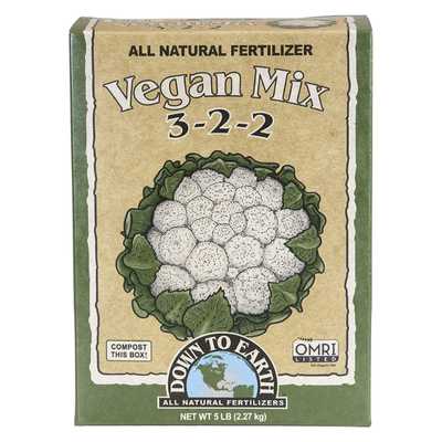 Down-to-earth organic vegan fertilizer mix 3-2-2, 5 lb