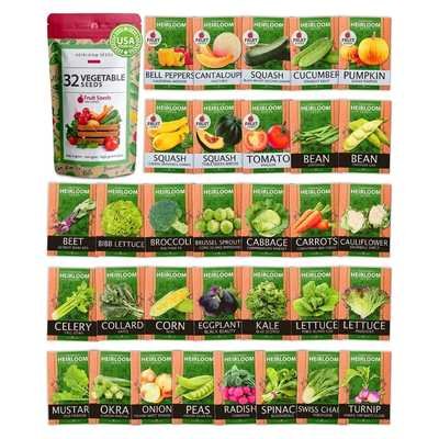 32 Heirloom Vegetable and Fruit Seeds