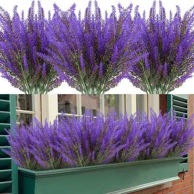 Artificial Lavender Flowers 12 Bundles Outdoor UV Resistant Fake Flowers